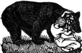 wood-engraving original print: The Bear for Mountains and Molehills by Frances Cornford